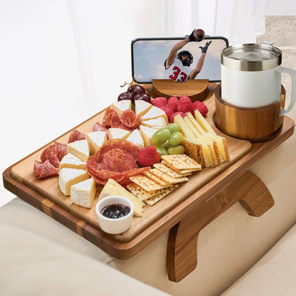 Sofa Cup Holder Tray with 360° Rotating Stand